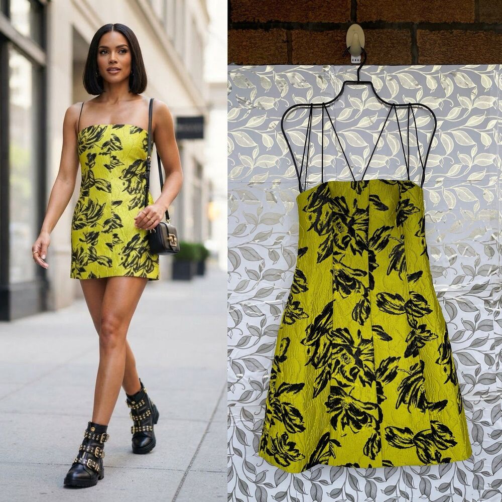 Alice + Olivia Tayla Strappy Floral Minidress Size 4 Bold Designer Cocktail